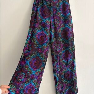 Nanette Lepore Vibrant Abstract silk wide leg pants.
